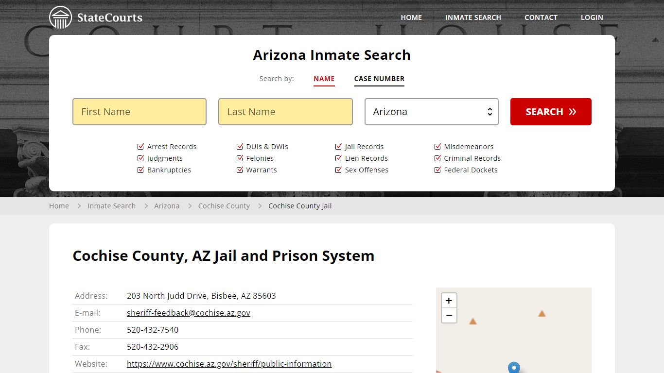 Cochise County Jail Inmate Records Search, Arizona - StateCourts